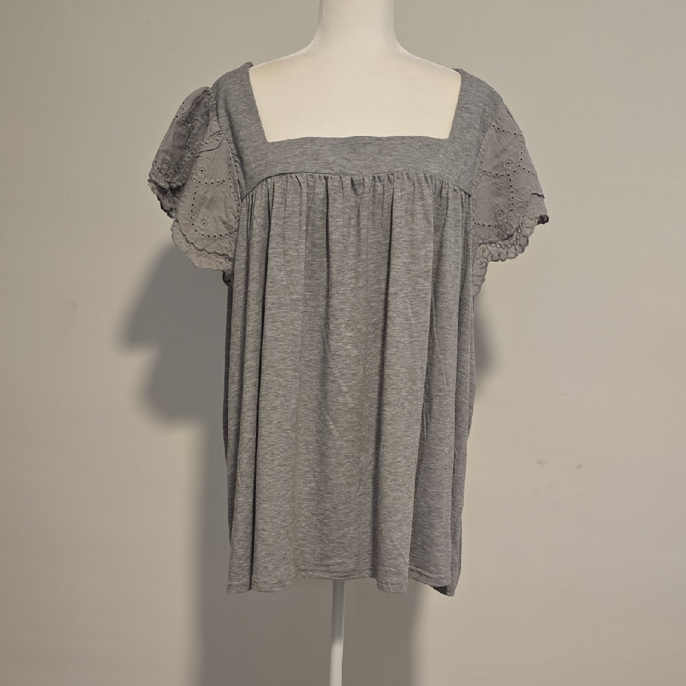 Chic Gray Square Neck Blouse